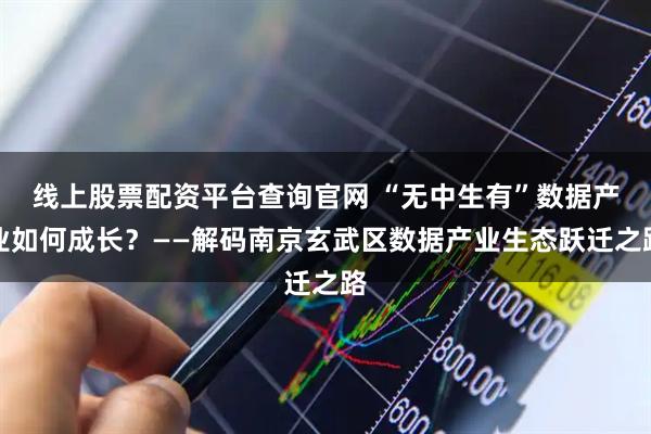 线上股票配资平台查询官网 “无中生有”数据产业如何成长？——解码南京玄武区数据产业生态跃迁之路